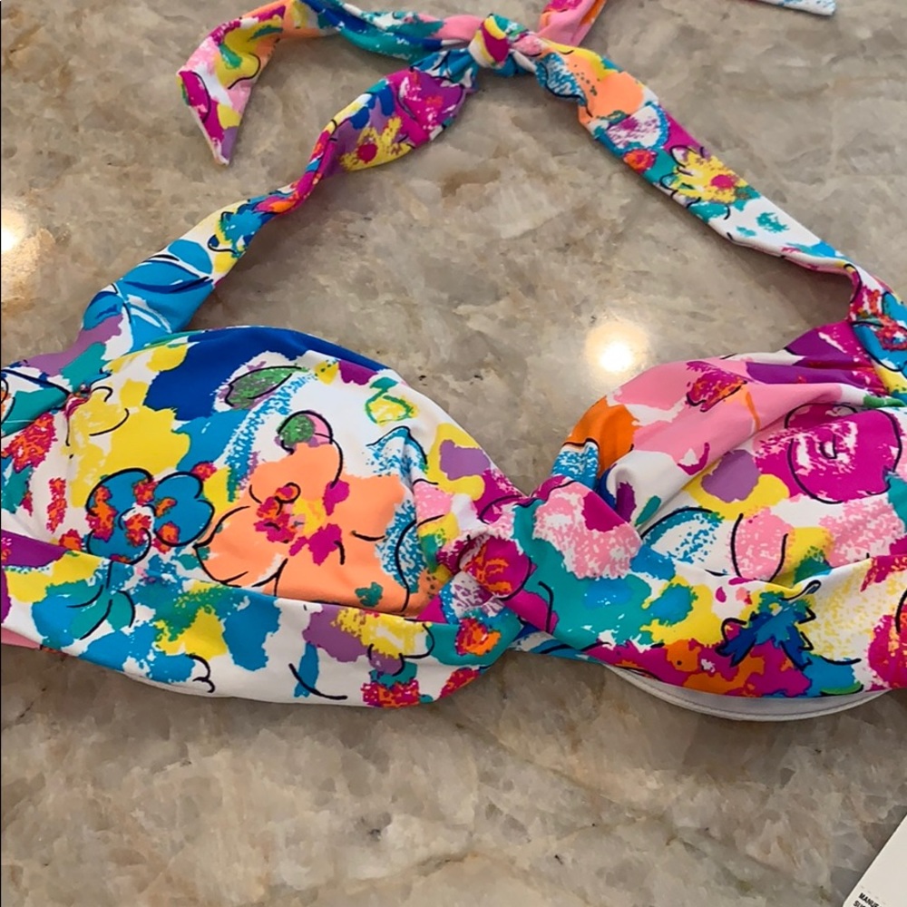 NWT Anne Cole Sunset Floral Shirred Front‎ Top!